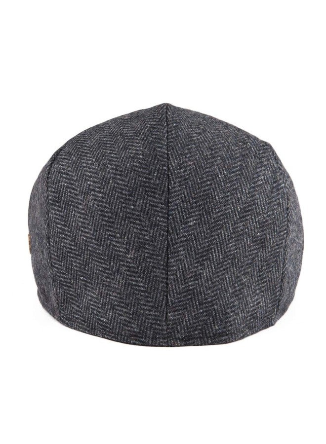 VOBOOM Men's Herringbone Flat Ivy Newsboy Hat Wool Blend Gatsby Cabbie Cap (Dark Grey, 7 3/8) - Image 4